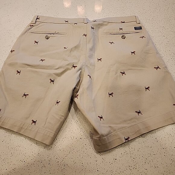 Chaps Coastal Wash Shorts Mens 36x9" Tan Beagles Dogs - Picture 5 of 7